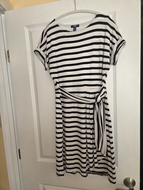 Chaps Womens Crewneck Knit Faux Wrap Dress Sz Small  Preloved